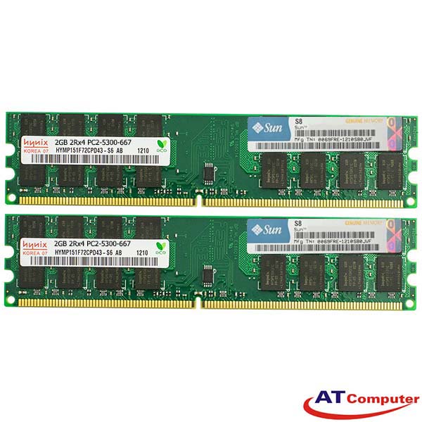 RAM SUN 4GB DDR2-667Mhz PC2-5300 (2x2GB) REG ECC. Part: X4261A, 540-7669, 371-4062, 4261A