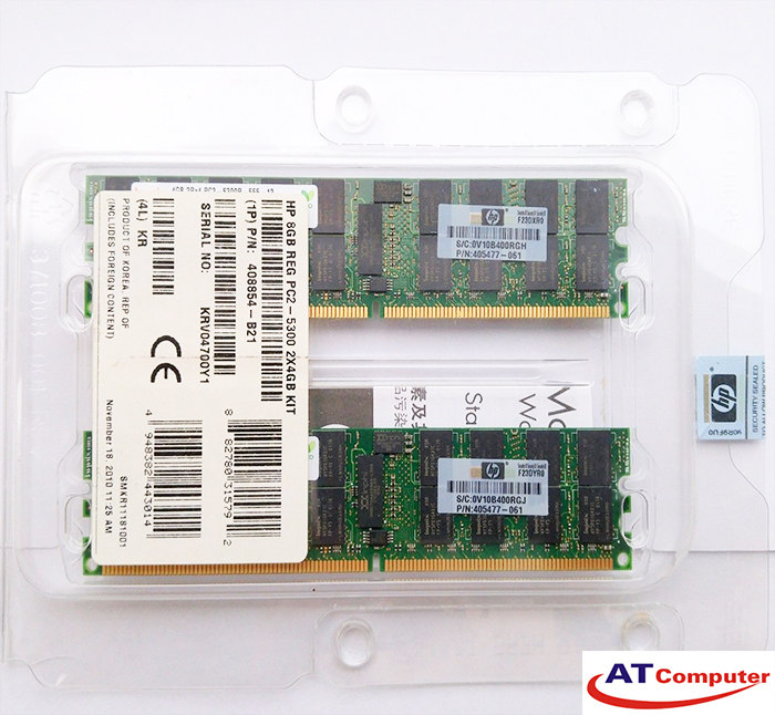 RAM HP 8GB DDR2-667Mhz PC2-5300 (2x4GB) 2RX4 Dual Rank ECC. Part: 408854-B21
