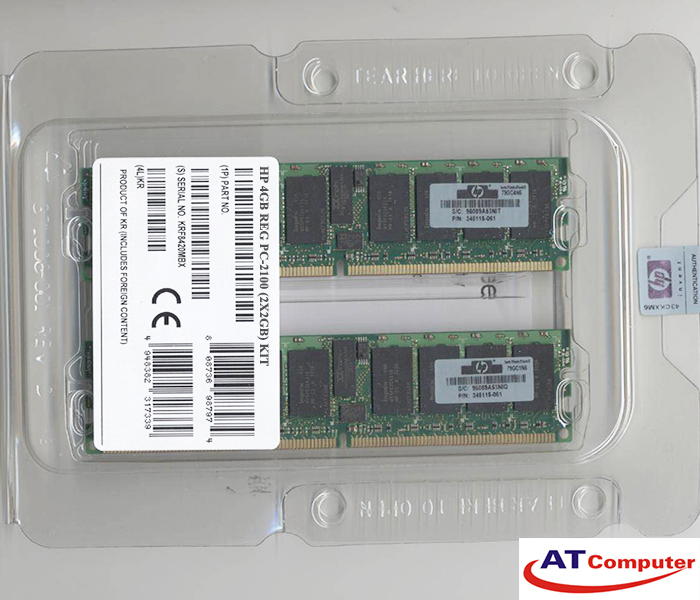 RAM HP 4GB DDR-266Mhz PC-2100 (2x2GB) Registered ECC. Part: 300682-B21