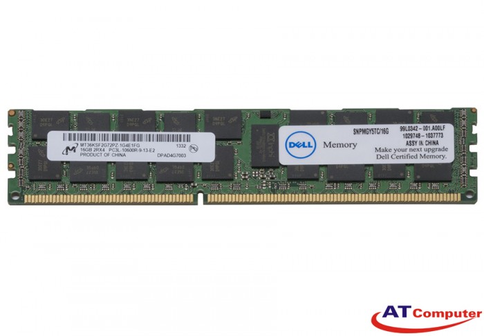RAM DELL 16GB DDR3-1600MHz PC3-12800R 2RX4 ECC. Part: A8255125, SNP20D6FC