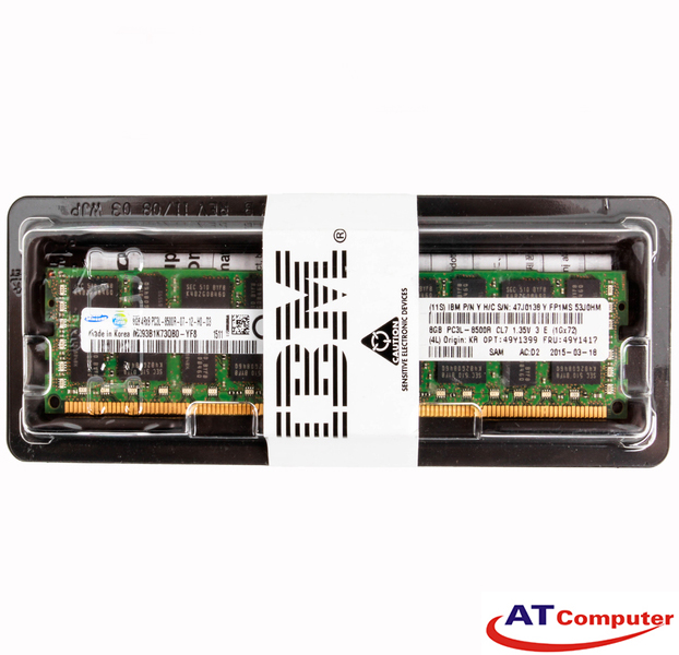 RAM IBM 8GB DDR3-1066Mhz PC3-8500 Quad Rank CL7 ECC. Part: 46C7476